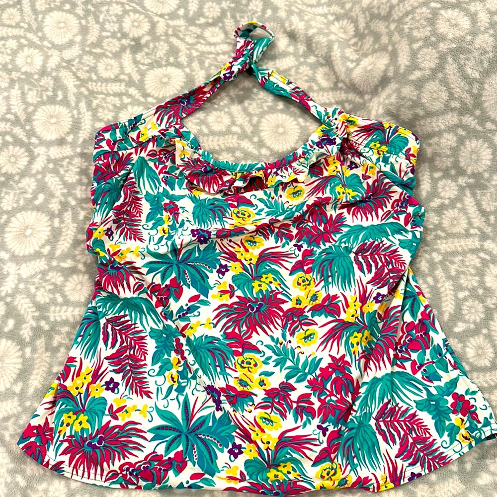Freya tankini top. 36G. Underwire with bra hook closure. No padding.